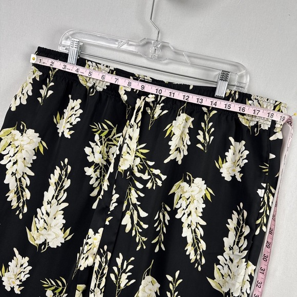 H&M Wide Leg Pants Womens XL Black White Relaxed Party Casual Travel Packable - Picture 12 of 14